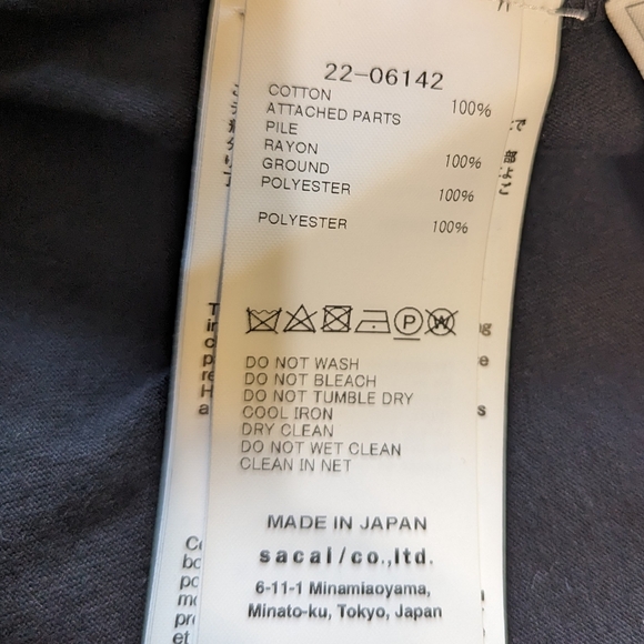 sacai 22-06142 T-shirt cotton Black- leopard Mix Media Blouse Top Size 3 EUC - Picture 7 of 8